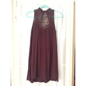 American eagle high neck lace burgundy dress